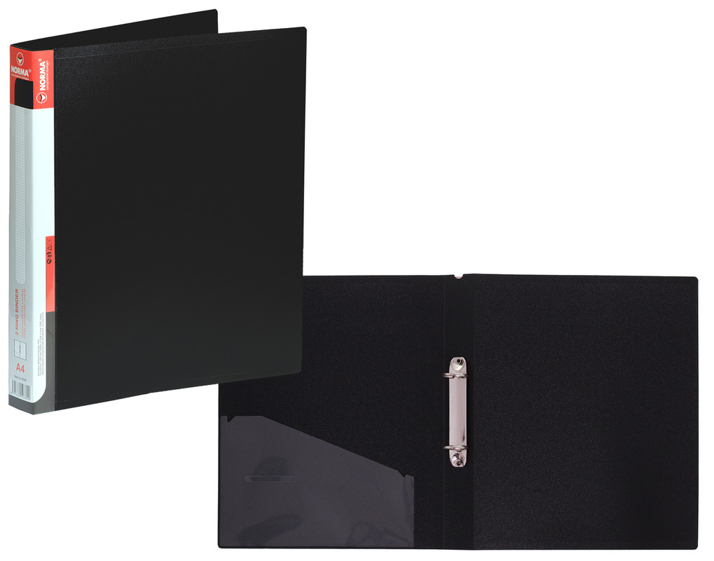 Папка на кільцях NORMA (5038-01N), на 2 кільця, PP, 700мкм, A4 з кишенею, чорна